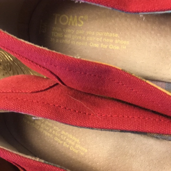 Toms Red Peep Toe Wedges sz 9 - Picture 5 of 8